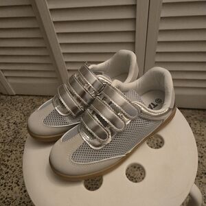 Women's Silver and White Velcro Sneakers